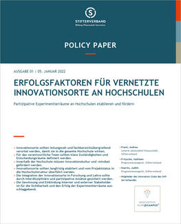 Erfolgsfaktoren für vernetzte Innovationsorte an Hochschulen (Cover)